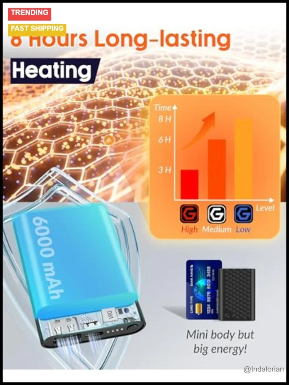 Graphene Heated Fur Scarf for Women Intelligent Rechargeable 6000mAh Battery 3